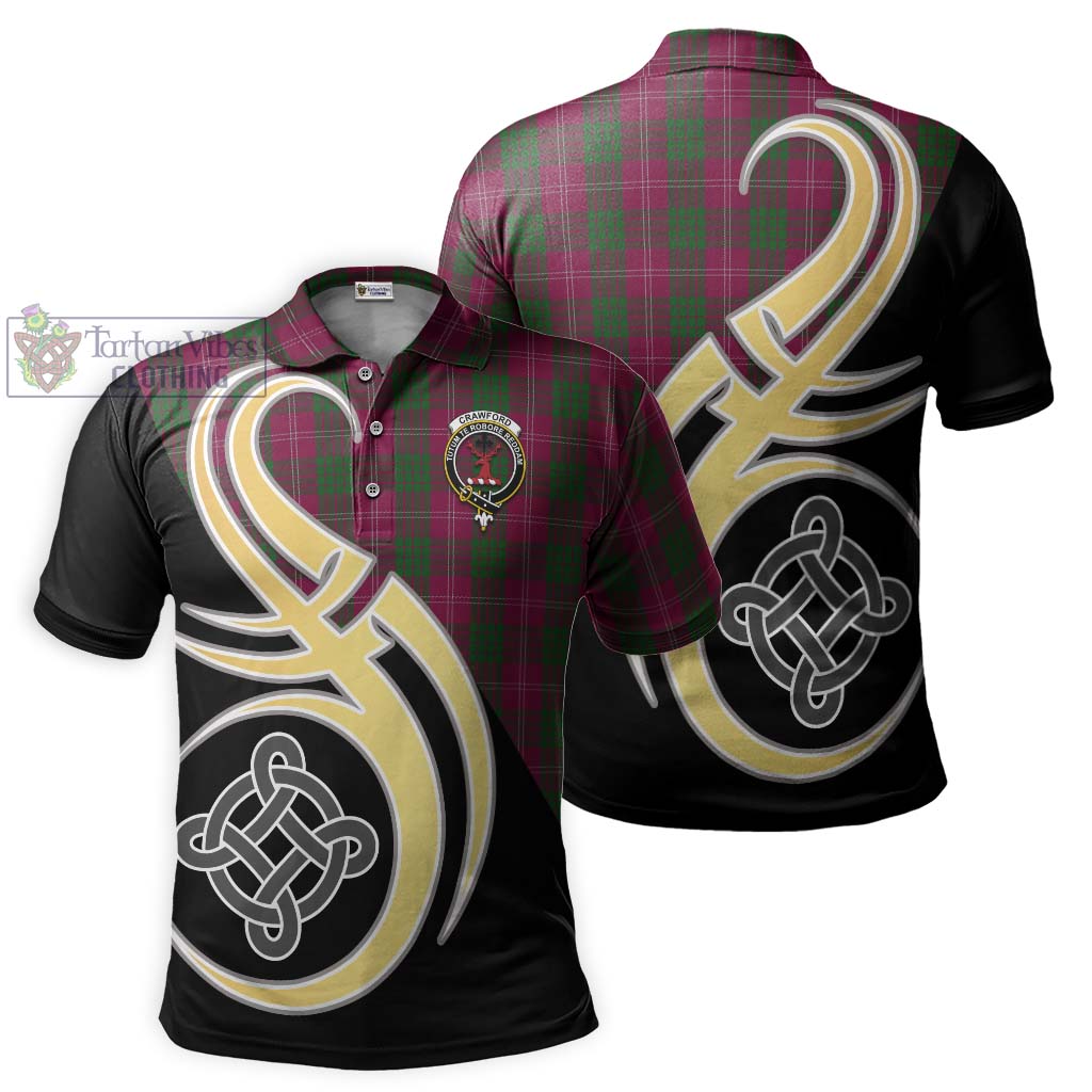 Tartan Vibes Clothing Crawford Tartan Polo Shirt with Family Crest and Celtic Symbol Style