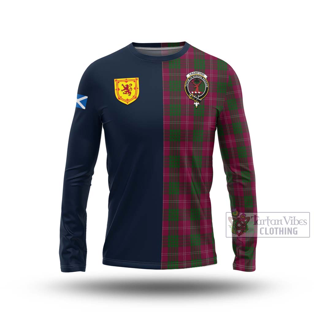 Tartan Vibes Clothing Crawford Tartan Long Sleeve T-Shirt with Scottish Lion Royal Arm Half Style