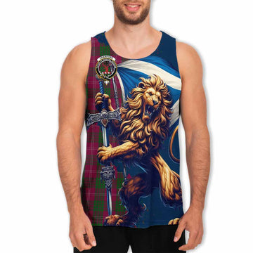 Crawford Tartan Family Crest Men's Tank Top with Scottish Majestic Lion