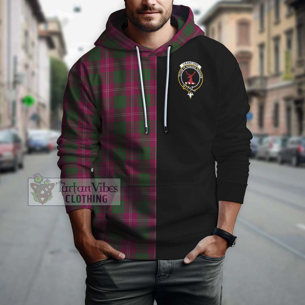 Tartan Vibes Clothing Crawford Tartan Hoodie with Family Crest and Half Of Me Style