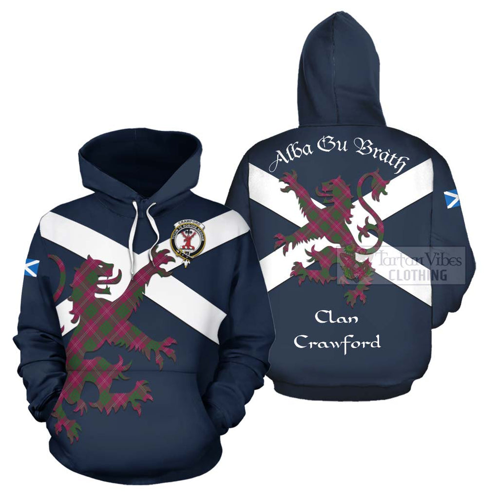 Tartan Vibes Clothing Crawford Tartan Lion Rampant Hoodie – Proudly Display Your Heritage with Alba Gu Brath and Clan Name