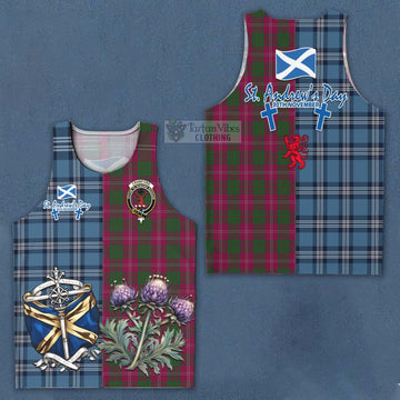 Crawford Tartan Men's Tank Top Happy St. Andrew's Day Half Tartan Style