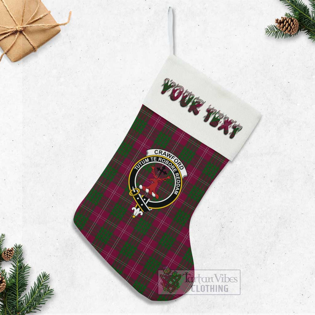 Tartan Vibes Clothing Crawford Tartan Family Crest Christmas Stocking with Personalized Text