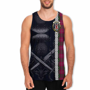 Crawford Tartan Men's Tank Top with Family Crest Cross Sword Thistle Celtic Vibes Men - Tartan Vibes Clothing