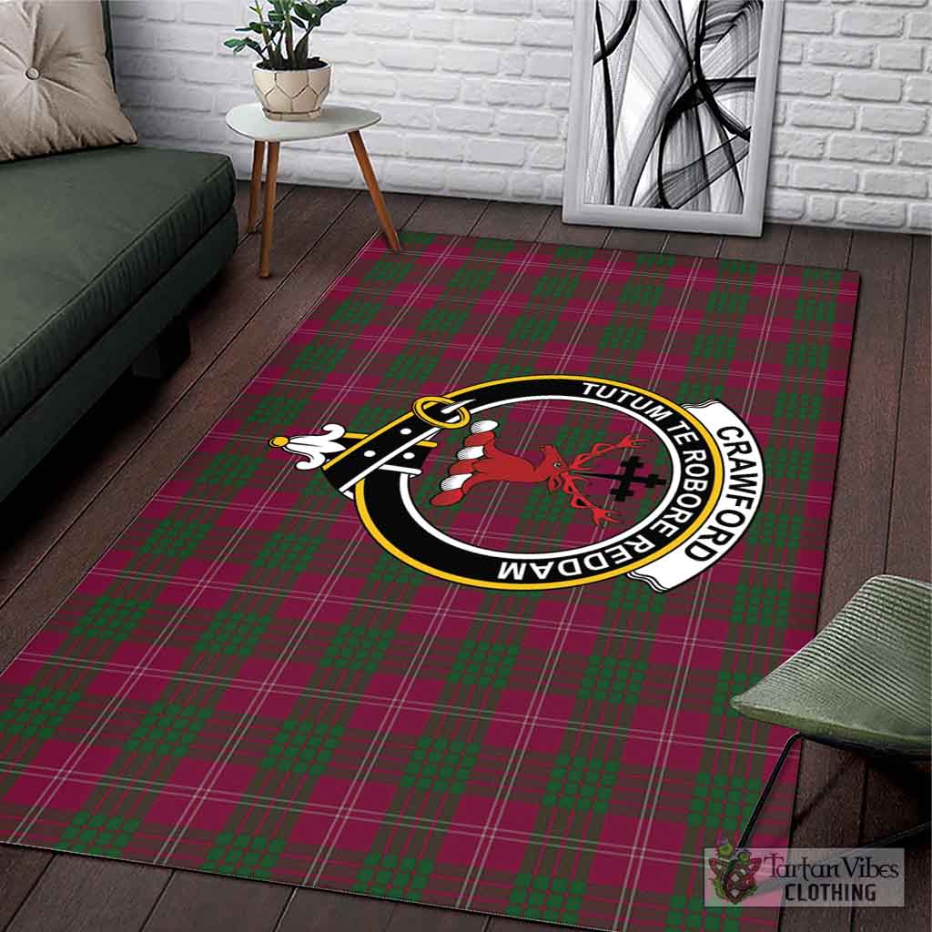 Tartan Vibes Clothing Crawford Tartan Area Rug with Family Crest