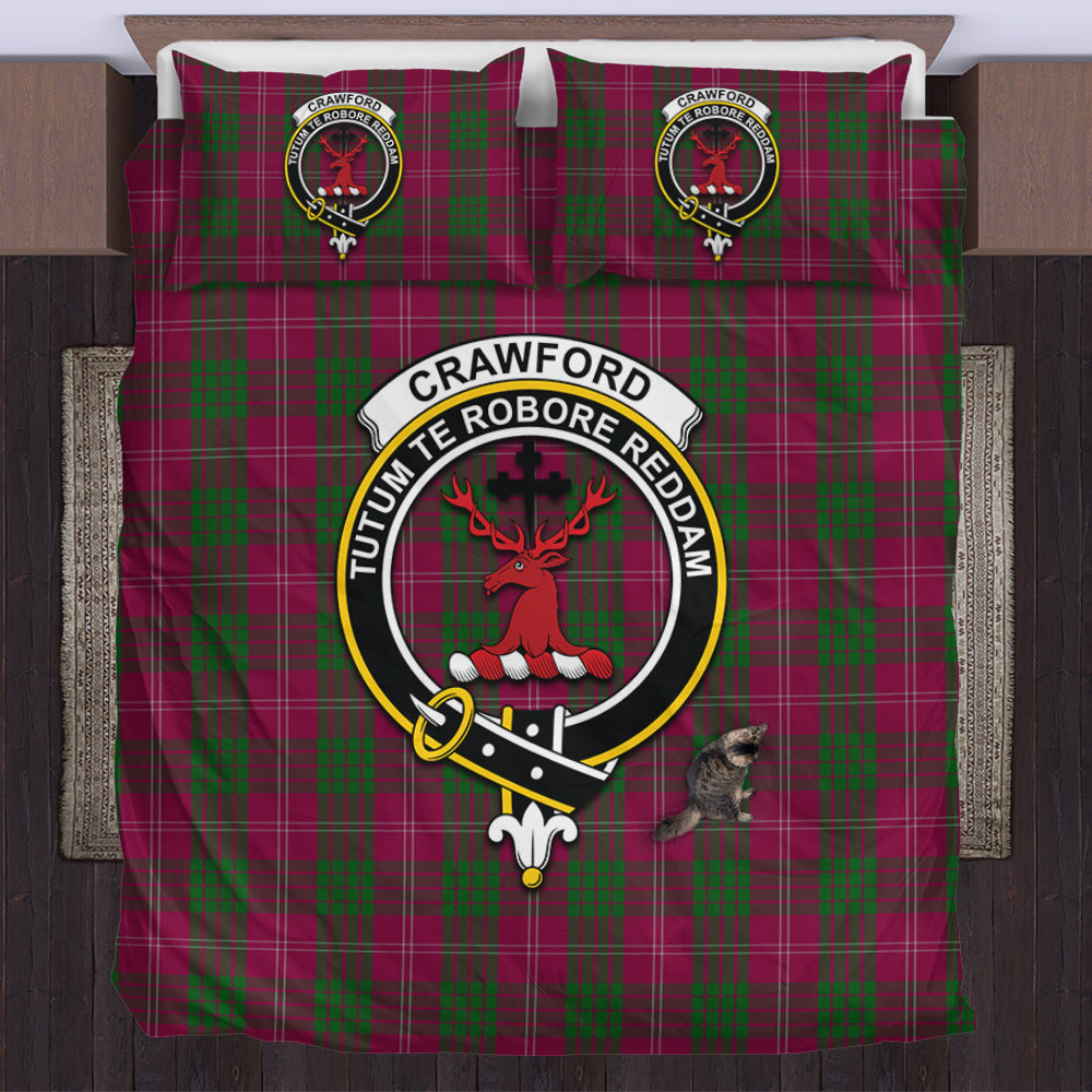 Crawford Tartan Bedding Set with Family Crest US Bedding Set - Tartan Vibes Clothing