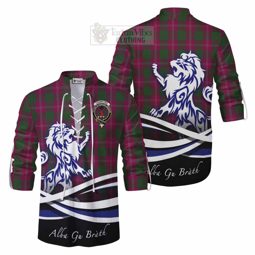 Tartan Vibes Clothing Crawford Tartan Ghillie Kilt Shirt with Alba Gu Brath Regal Lion Emblem