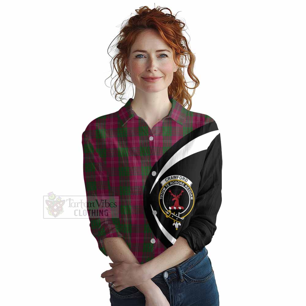 Tartan Vibes Clothing Crawford Tartan Women's Casual Shirt with Family Crest Circle Style