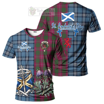 Crawford Tartan T-Shirt Happy St. Andrew's Day Half Tartan Style