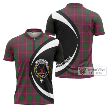 Crawford Tartan Zipper Polo Shirt with Family Crest Circle Style