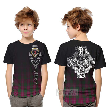 Crawford Tartan Kid T-Shirt Featuring Alba Gu Brath Family Crest Celtic Inspired