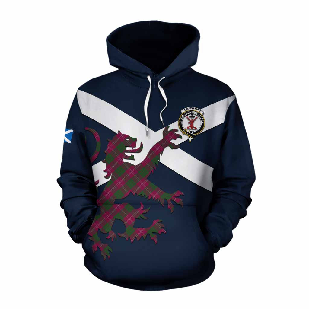 Tartan Vibes Clothing Crawford Tartan Lion Rampant Cotton Hoodie Proudly Display Your Heritage with Alba Gu Brath and Clan Name