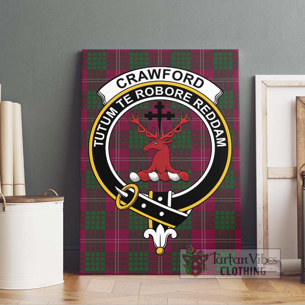 Tartan Vibes Clothing Crawford Tartan Canvas Print Wall Art with Family Crest