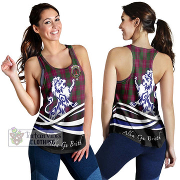 Crawford Tartan Women's Racerback Tanks with Alba Gu Brath Regal Lion Emblem