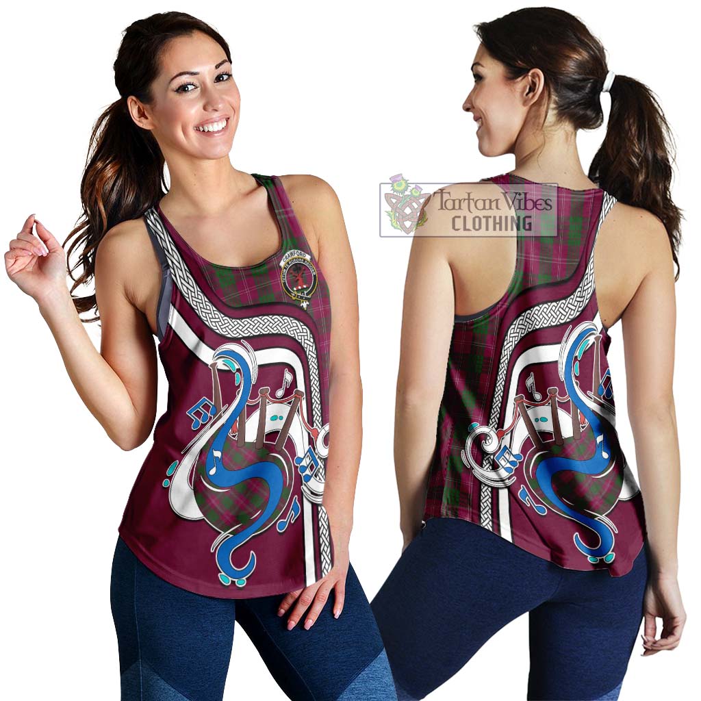 Tartan Vibes Clothing Crawford Tartan Women's Racerback Tanks with Epic Bagpipe Style