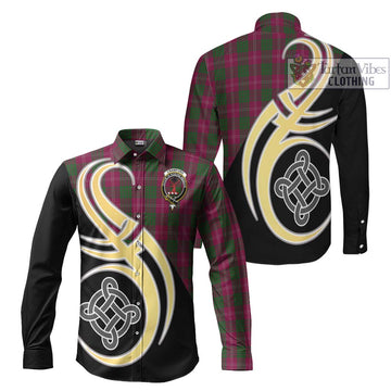 Crawford Tartan Long Sleeve Button Shirt with Family Crest and Celtic Symbol Style