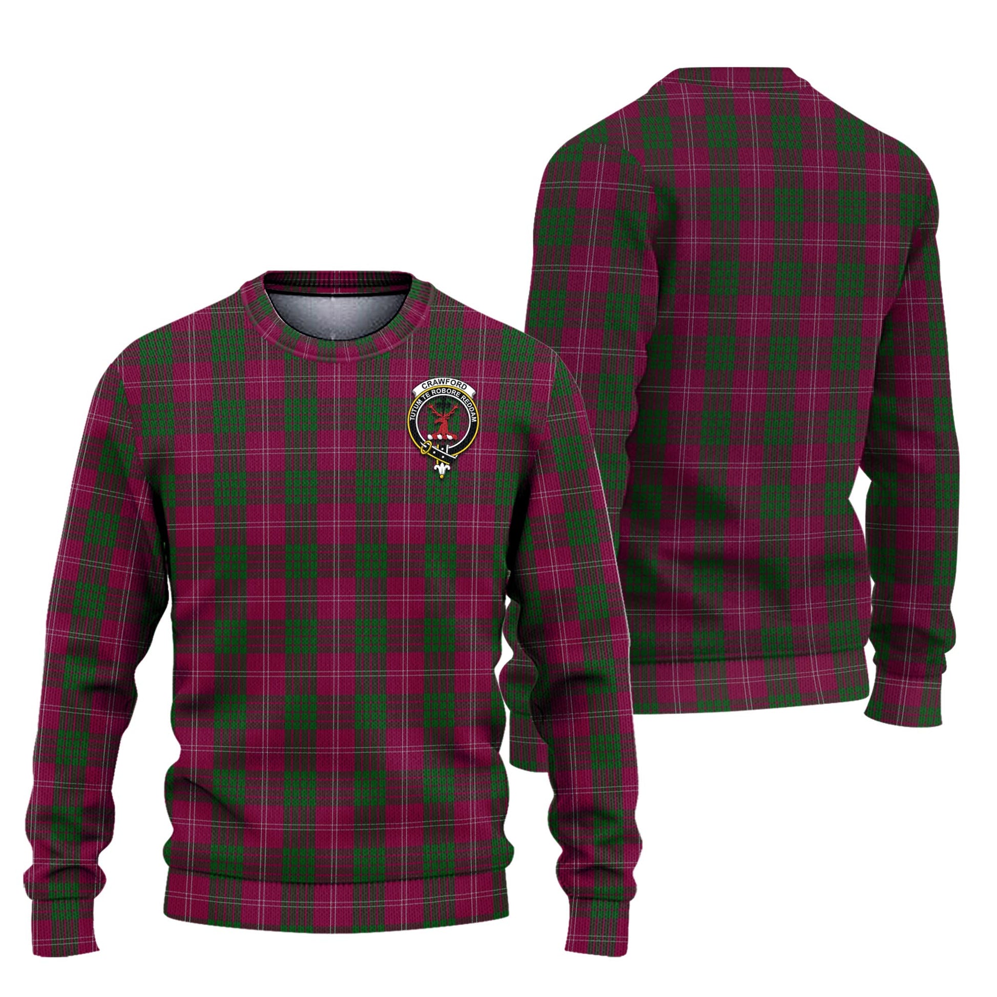 Crawford Tartan Knitted Sweater with Family Crest Unisex - Tartanvibesclothing