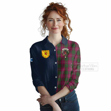 Crawford Tartan Women's Casual Shirt Alba with Scottish Lion Royal Arm Half Style