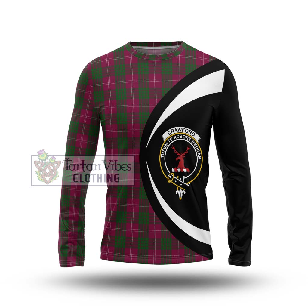 Tartan Vibes Clothing Crawford Tartan Long Sleeve T-Shirt with Family Crest Circle Style