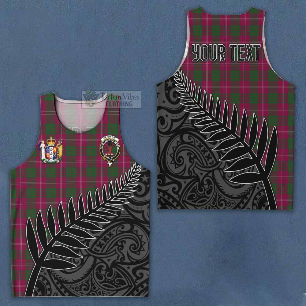 Tartan Vibes Clothing Crawford Crest Tartan Men's Tank Top with New Zealand Silver Fern Half Style