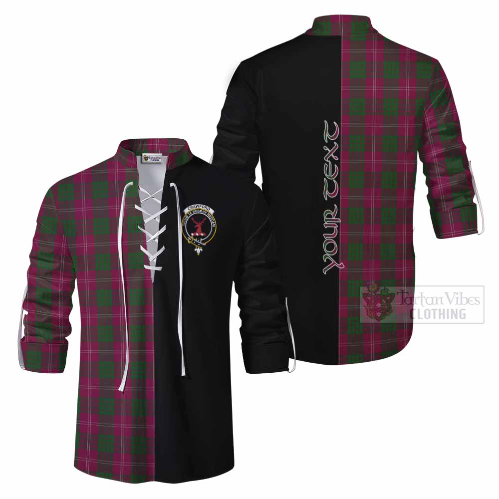 Tartan Vibes Clothing Crawford Tartan Ghillie Kilt Shirt with Family Crest and Half Of Me Style