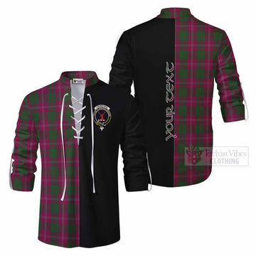 Crawford Tartan Ghillie Kilt Shirt with Family Crest and Half Of Me Style