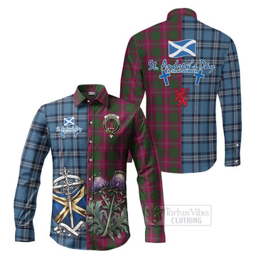 Crawford Tartan Long Sleeve Button Shirt Happy St. Andrew's Day Half Tartan Style