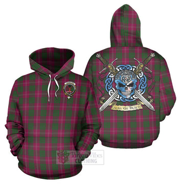 Crawford Tartan Hoodie with Family Crest Celtic Skull Style