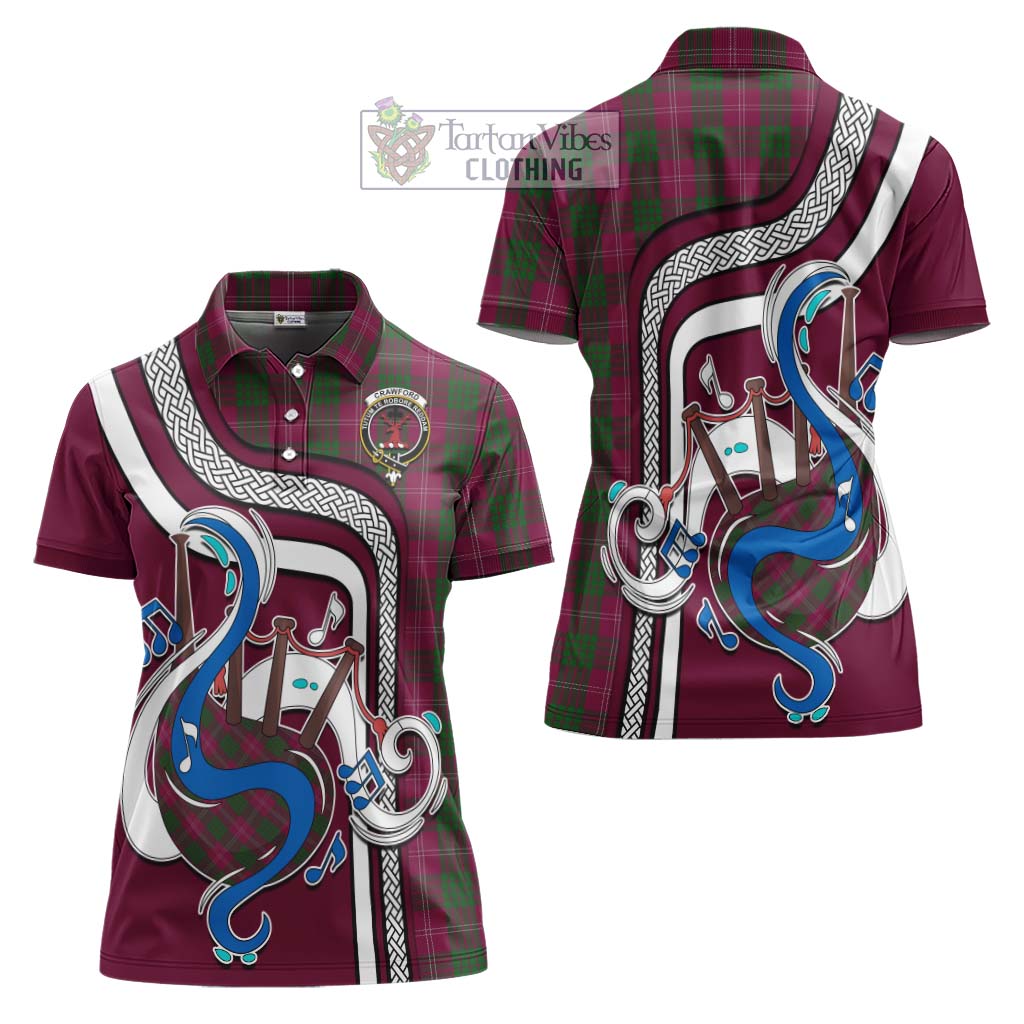 Tartan Vibes Clothing Crawford Tartan Women's Polo Shirt with Epic Bagpipe Style