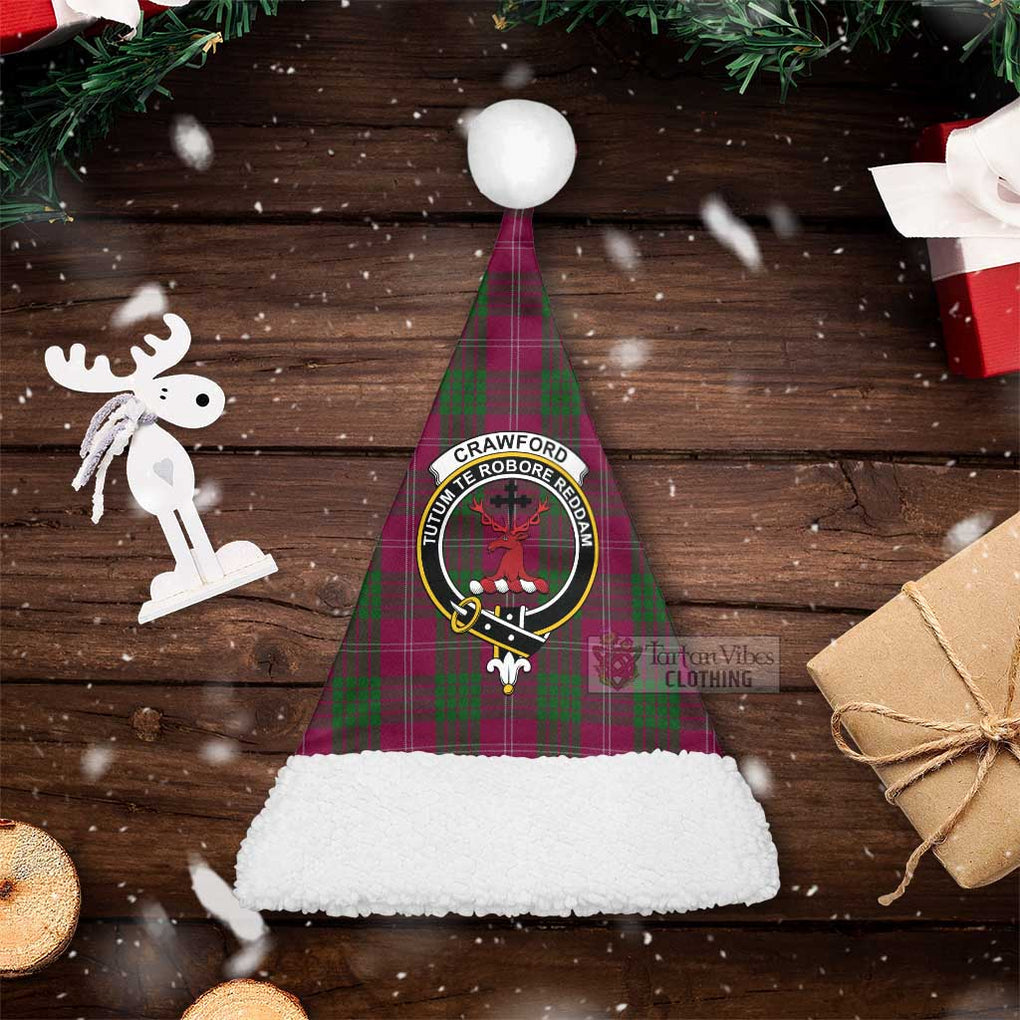 Crawford Tartan Christmas Santa Hats with Family Crest Christmas Hat S 20.5in (52cm) - Tartan Vibes Clothing