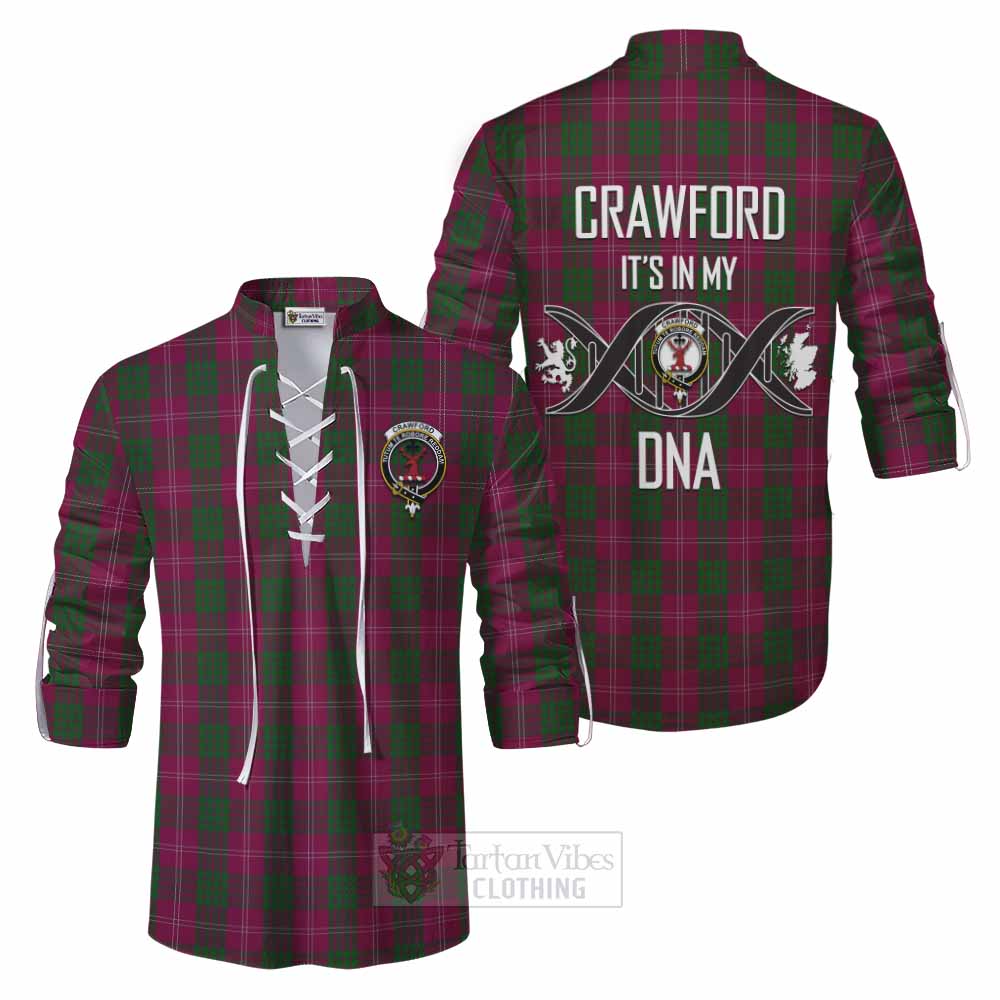 Tartan Vibes Clothing Crawford Tartan Ghillie Kilt Shirt with Family Crest DNA In Me Style