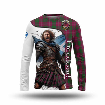 Crawford Crest Tartan Long Sleeve T-Shirt Inspired by the Freedom of Scottish Warrior