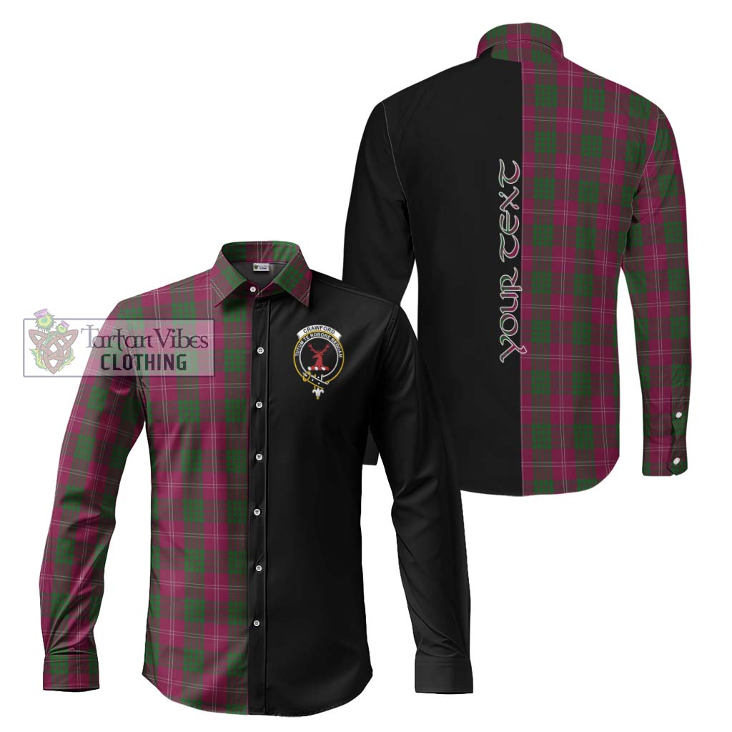 Tartan Vibes Clothing Crawford Tartan Long Sleeve Button Shirt with Family Crest and Half Of Me Style