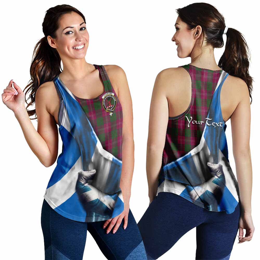 Tartan Vibes Clothing Crawford Tartan Women's Racerback Tanks with Family Crest Scotland Patriotic Style