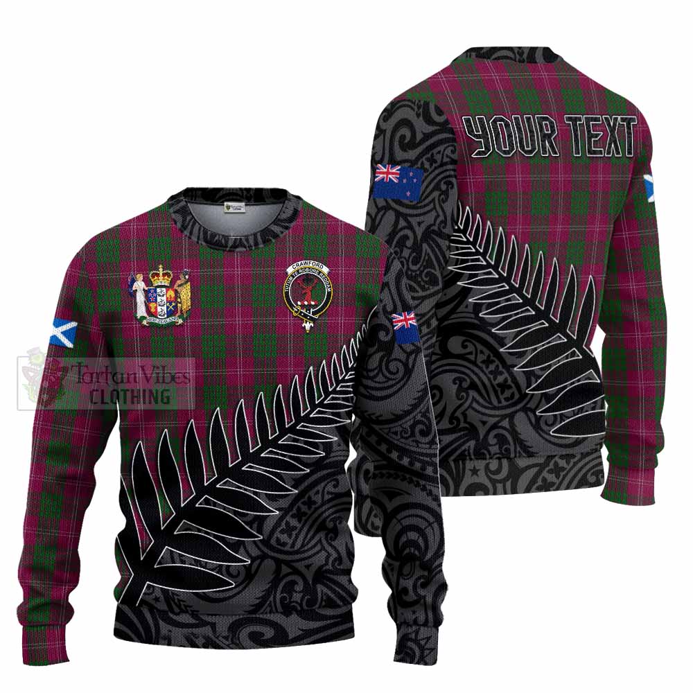 Tartan Vibes Clothing Crawford Crest Tartan Knitted Sweater with New Zealand Silver Fern Half Style