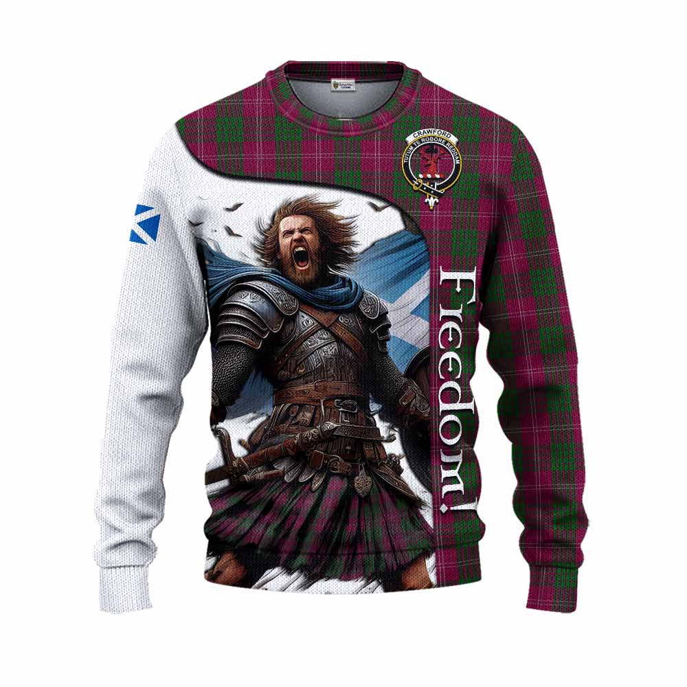 Tartan Vibes Clothing Crawford Crest Tartan Knitted Sweater Inspired by the Freedom of Scottish Warrior