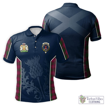 Crawford Tartan Men's Polo Shirt with Family Crest and Scottish Thistle Vibes Sport Style