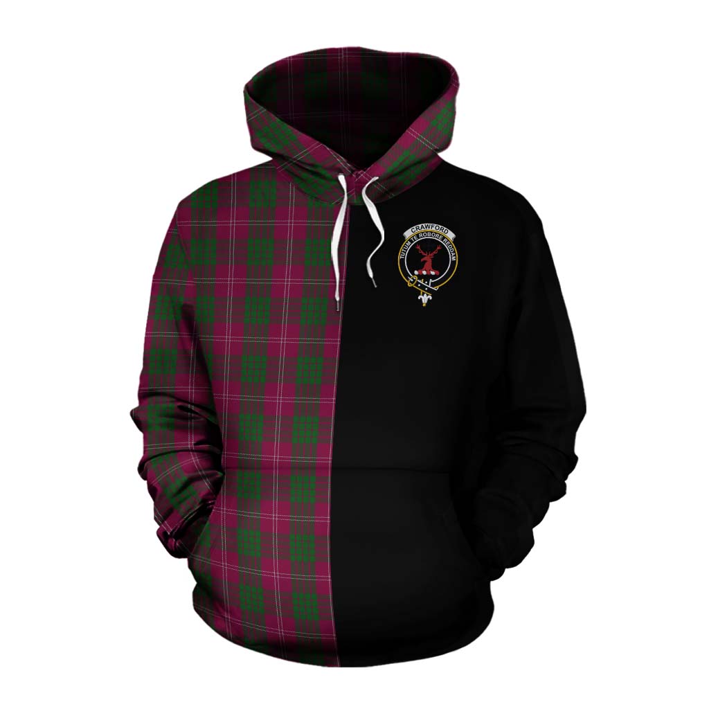 Tartan Vibes Clothing Crawford Tartan Cotton Hoodie with Family Crest and Half Of Me Style