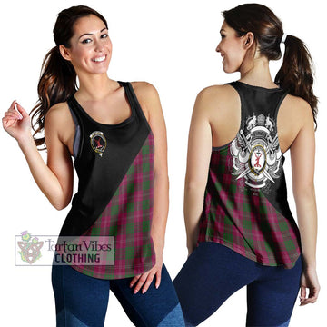 Crawford Tartan Women's Racerback Tanks with Family Crest and Military Logo Style