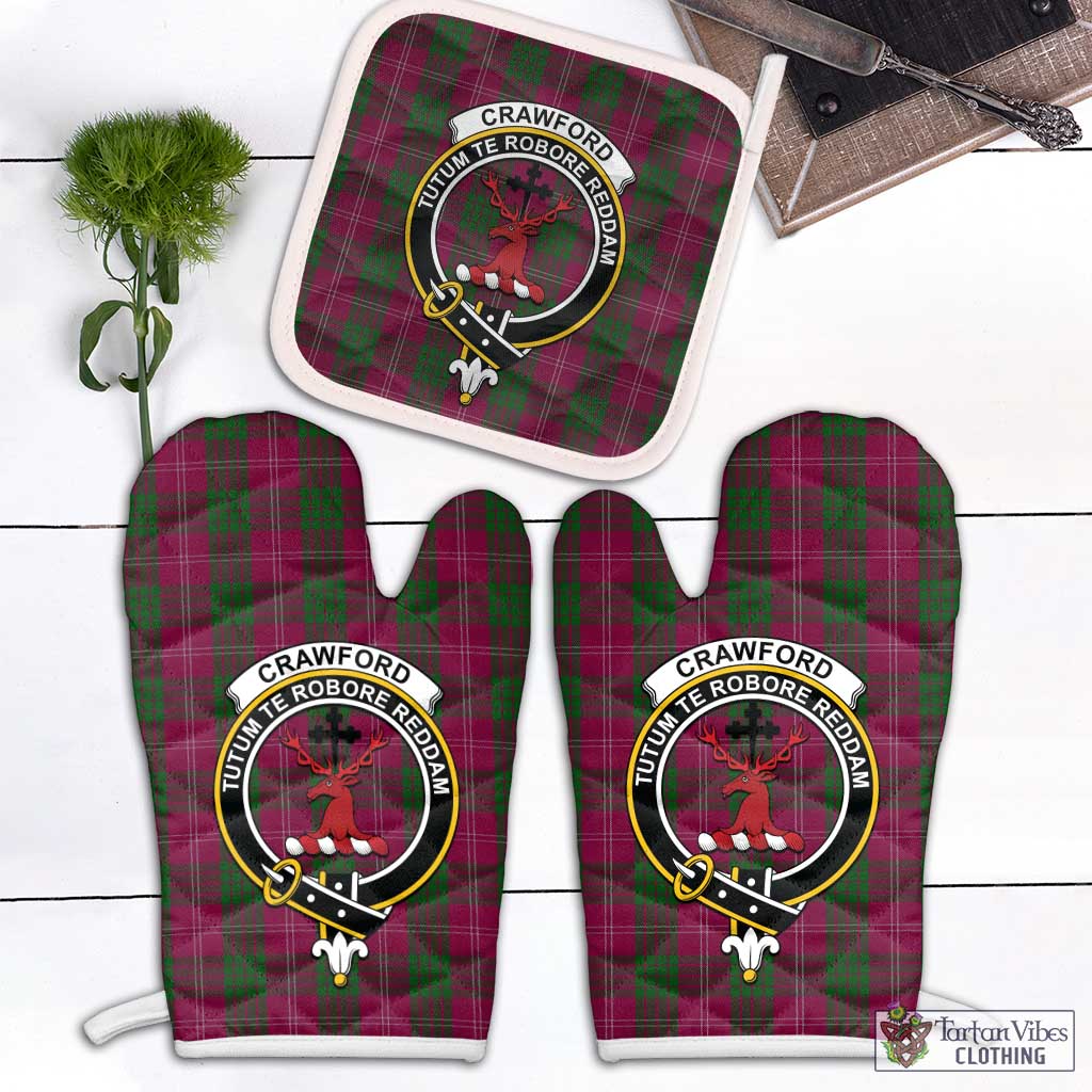 Tartan Vibes Clothing Crawford Tartan Combo Oven Mitt & Pot-Holder with Family Crest