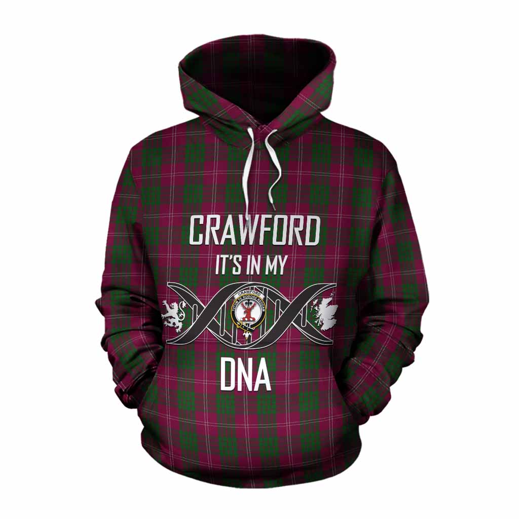 Tartan Vibes Clothing Crawford Tartan Cotton Hoodie with Family Crest DNA In Me Style