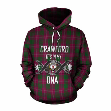 Crawford Tartan Cotton Hoodie with Family Crest DNA In Me Style