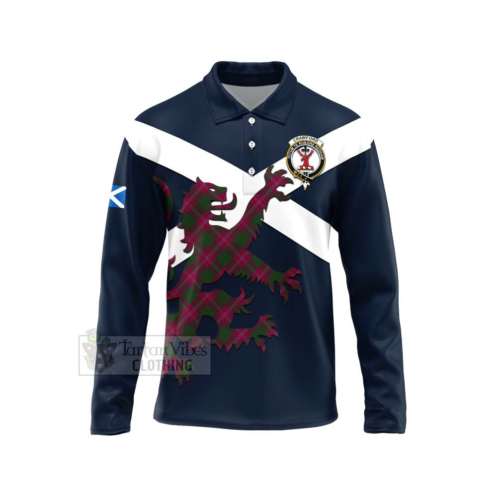 Tartan Vibes Clothing Crawford Tartan Lion Rampant Long Sleeve Polo Shirt – Proudly Display Your Heritage with Alba Gu Brath and Clan Name