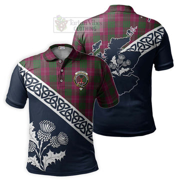 Crawford Tartan Polo Shirt Featuring Thistle and Scotland Map