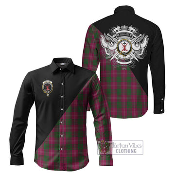 Crawford Tartan Long Sleeve Button Shirt with Family Crest and Military Logo Style