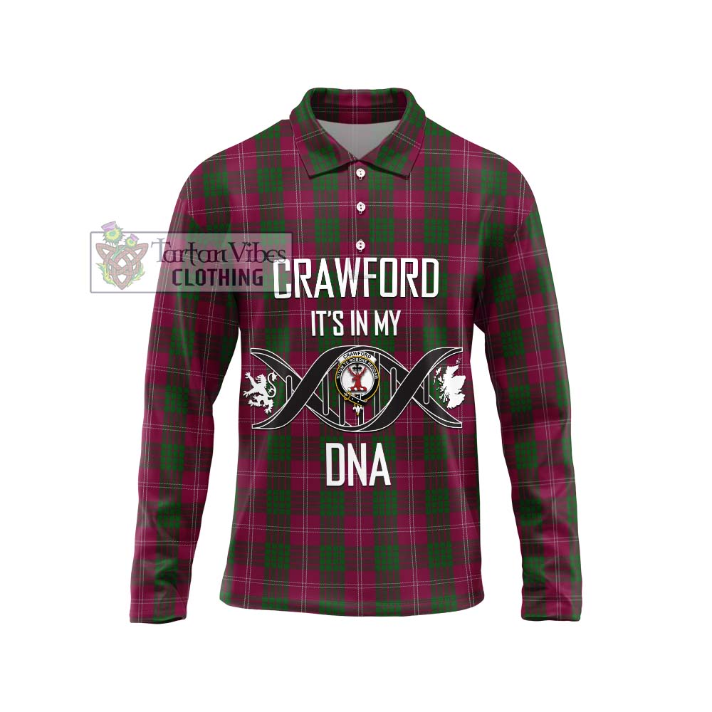 Tartan Vibes Clothing Crawford Tartan Long Sleeve Polo Shirt with Family Crest DNA In Me Style