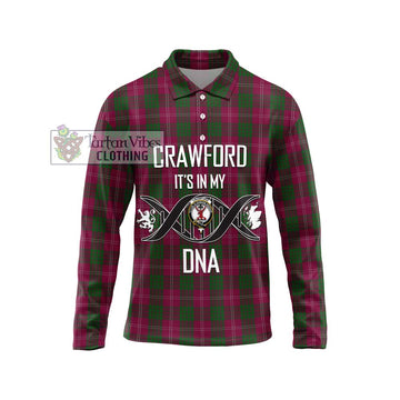 Crawford Tartan Long Sleeve Polo Shirt with Family Crest DNA In Me Style