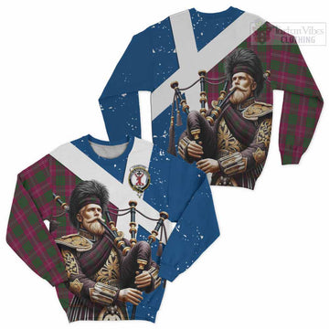 Crawford Tartan Sweatshirt with Family Crest Scottish Bagpiper Vibes