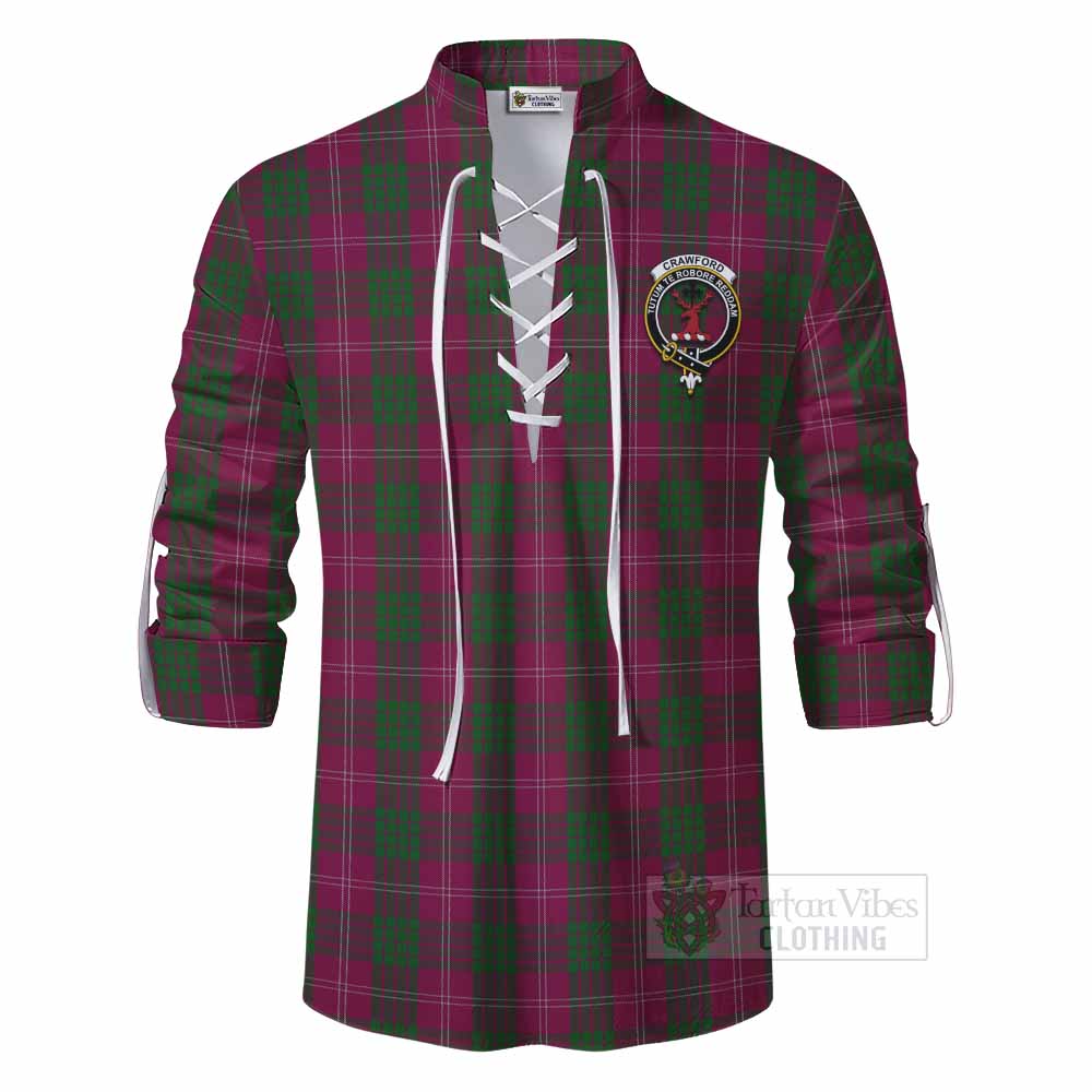 Tartan Vibes Clothing Crawford Tartan Ghillie Kilt Shirt with Family Crest DNA In Me Style