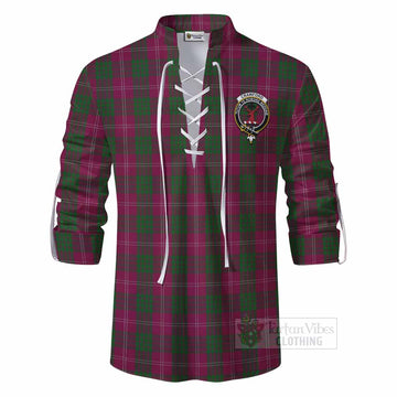 Crawford Tartan Ghillie Kilt Shirt with Family Crest DNA In Me Style